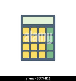 Einfache Taschenrechnerschablone mit abgerundeten Kanten und flachem Design. Flache Darstellung Stock Vektor