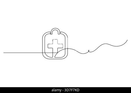Health ID Tag mit medizinischem Kreuz eine Linie Kunst Vektor Stock Vektor