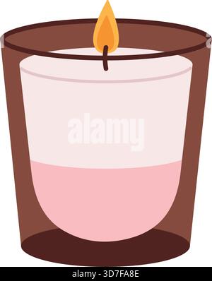 Eine Kerze wird in einem Glas angezündet Stock Vektor