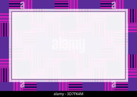 Grußkarte mit Platz für Text. Neonviolette rosa Blöcke. Vektorillustration im Patchwork-Stil. Geometrischer Hintergrund der Energie. Einfaches Design für den Stock Vektor