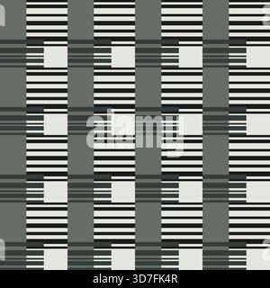 Nahtloses Muster der abstrakten Geometrie. Quadratische Mosaikfliesen. Rechtecke und Linien in Grau- und Grüntönen. Komplizierter Texturhintergrund. Deaktivieren Sie streng Stock Vektor