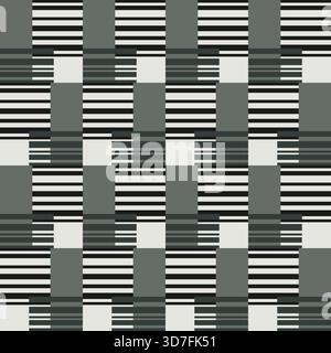 Nahtloses Muster der abstrakten Geometrie. Quadratische Mosaikfliesen. Rechtecke und Linien in Grau- und Grüntönen. Komplizierter Texturhintergrund. Gitter von Inte Stock Vektor