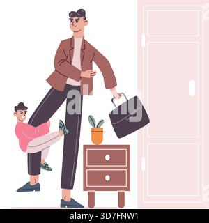 Nerviges Kind. Kinderproblem bei Elternfarbkonzept isoliert auf weißem Hintergrund Stock Vektor