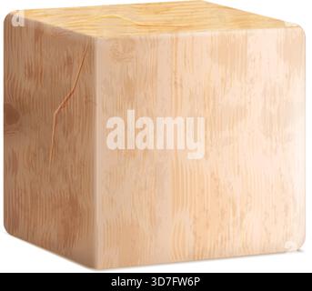Holzblock mit Rohmaterialbeschaffenheit leere Oberfläche isoliert auf weißem Hintergrund Stock Vektor