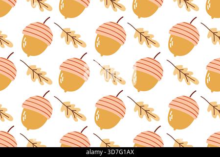 Nahtloses Muster für Herbstacheln und Eichenblätter Stock Vektor