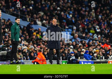 Josep 'PEP' Guardiola (Manchester City, Trainer) eng, Manchester City gegen Bayer 04 Leverkusen, Fussball, UEFA Champions League, Spieltag 5, Spielzeit 2025/2026, 25.11.2025 Foto: Eibner-Pressefoto/Marcel von Fehrn Stockfoto