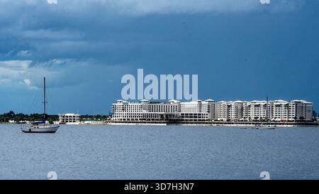 Sunseeker Resort am Ufer des Peace River aus Punta Gorda, Florida. Stockfoto