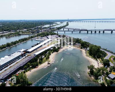 Juni 2025. Hubschrauberrundflug auf den Formel-1-Circuit Gilles Villeneuve in Montreal. Quebec, Kanada Stockfoto