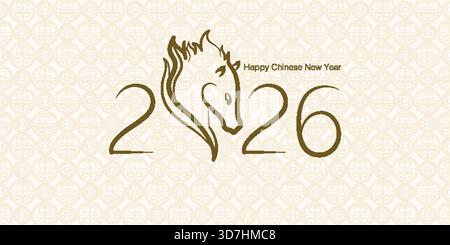 Frohes chinesisches Neujahr, Jahr des Pferdes! Lunar neue Bannervorlage. Stock Vektor