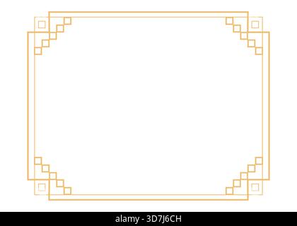 Goldene asiatisch-koreanische Rahmen, Linienränder mit Knotenecken. Dekorationsrahmen, Trennwand für Banner, Zertifikat. Vektorabbildung Stock Vektor