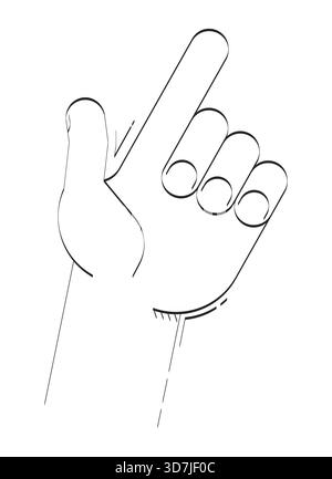 Minimale Handarbeit Zeigegegeste Kritzelumriss Illustration Stock Vektor