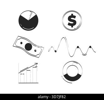 Geschäfts- und Finanzdaten kritzeln lineare Objekte Stock Vektor