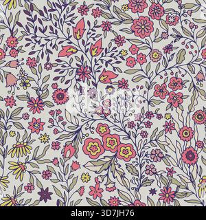Creme Tiny Botanical Floral Vector Pattern Stock Vektor