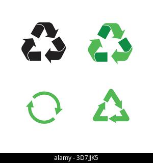 Ein Satz von vier Recycling-Symbolen in verschiedenen Stilen Stock Vektor
