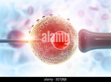 In-vitro-Fertilisation IVF. Fertilitätsbehandlung. 3D-Abbildung Stockfoto