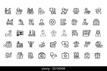 Medizinische Symbole Set – Gesundheitssymbole, UI-Elemente des Krankenhauses, Vektorpaket Arzt & Notfall Stock Vektor