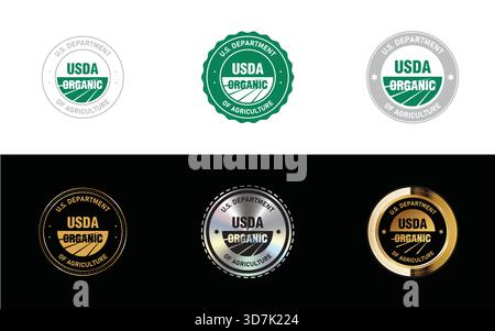 Logo des US-Landwirtschaftsministeriums. Symbol, Stempel, Abzeichen, Dichtung und Symbolvektor Stock Vektor