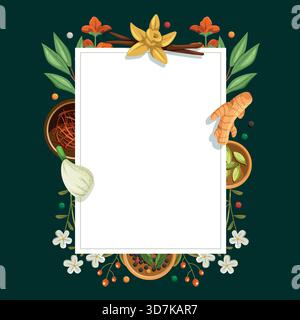 Komplettes Asset-Paket für Kräuter und Gewürze auf transparentem Hintergrund mit flachem Zeichentrick Stock Vektor