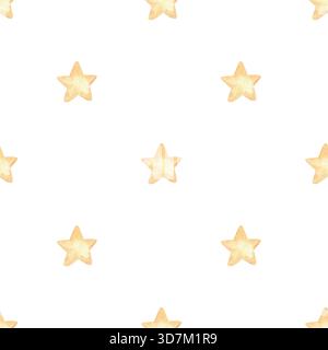 Nahtloses Aquarellmuster mit gelben Sternen Stockfoto