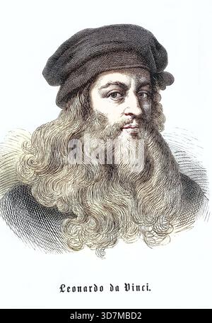 Leonardo da Vinci geb. 15. April 1452, am. 2. Mai 1519 auf Schloss Clos Lucé, italienischer Maler, Bildhauer, Architekt, Anatom, Mechaniker, Ingenieu Stockfoto