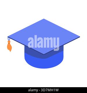 Einfache Darstellung einer Graduierungskappe mit Quaste. Flach Stock Vektor