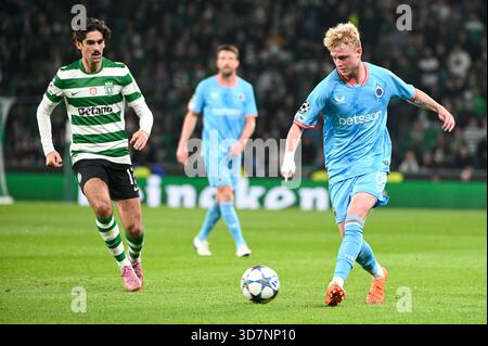 Lissabon, Portugal. 26. November 2025. Sporting CP gegen Club Brugge für die UEFA Champions League im Estadio Jose Alvalade in Lissabon. Quelle: Ricardo Rocha / Alamy Live News Stockfoto