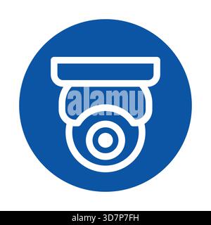 Modernes Vektorsymbol einer Sicherheitskamera in blauem kreisförmigem Design. Ideal für Technologie- und Sicherheitsthemen mit Schwerpunkt auf Überwachung und Schutz Stock Vektor