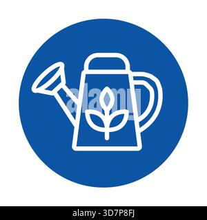 Dieses minimalistische Symbol verfügt über eine Gießkanne mit Blattdesign, ideal für Themen wie Gartenarbeit, Pflanzenpflege und naturliebende Aktivitäten. Geeignet für Stock Vektor