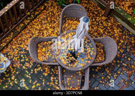 Herbstsaison auf der Terrasse Stockfoto