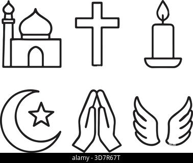 Sammlung von Zeilensymbolen auf weißem Hintergrund isoliert Stock Vektor