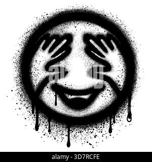 Emoticon im Graffiti-Stil mit Sprühfarbe überraschen Stock Vektor
