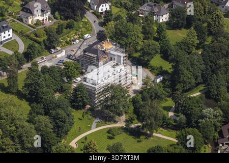 Kurgarten und Villa an der Kupferstraße am Esselbad, Eslohe, Sauerland, Nordrhein-Westfalen, Deutschland, DEU, Europa, Luftaufnahme, Vogelperspektive, Stockfoto
