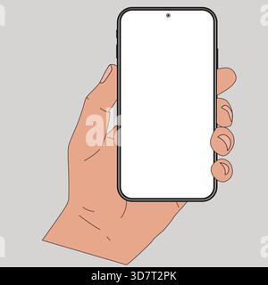 Hand hält ein Smartphone mit leerem Bildschirm Stock Vektor