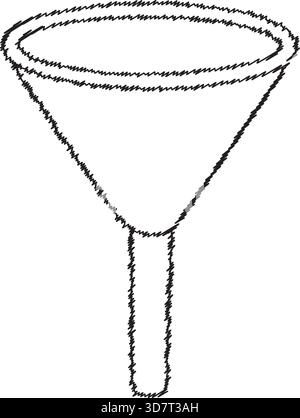 Ein weißer Kunststofftrichter mit breitem Hals und schmalem Auslauf zum Umfüllen von Flüssigkeiten. Stock Vektor