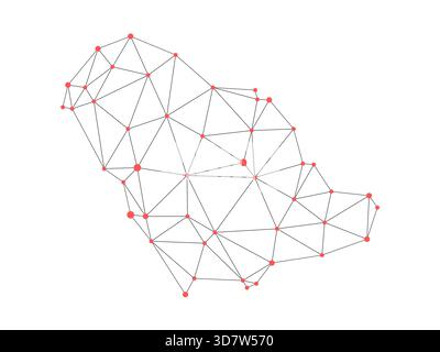 Saudi-Arabien-Karte. Einfache geometrische Karte – Verbindungspunkte Netzlinien. Stock Vektor