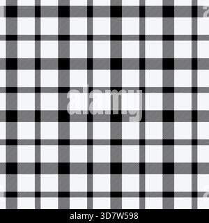 Schwarzes weißes Tischtuch-Muster. Karomuster im Vintage-Stil. Karierte Vektor-Illustration rustikale Textur. Stock Vektor