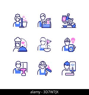 Home Services – Set mit Symbolen im Liniendesign Stock Vektor