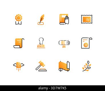 Rechtsberatung – Satz von Symbolen im Liniendesign Stock Vektor