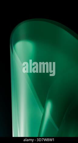 Abstrakte grüne Kurven auf dunklem Hintergrund sorgen für einen schlanken, modernen Look. Abbildung, Rendering Stockfoto