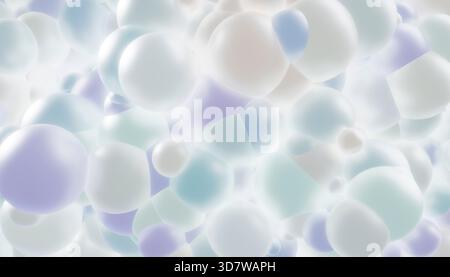 Abstrakter Hintergrund mit weichen pastellfarbenen Kugeln in verschiedenen Größen, die einen traumhaften Effekt erzeugen. Abbildung, Rendering Stockfoto