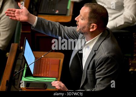 Brüssel, Belgien November 2025. PS' Patrick Prevot, Bild auf einer Plenartagung des Plenums im bundesparlament am Donnerstag, den 27. November 2025, in Brüssel. Bei der heutigen Sitzung geht es um die Erklärung der Regierung. BELGA FOTO DIRK WAEM Credit: Belga News Agency/Alamy Live News Stockfoto
