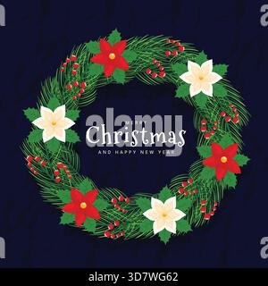 Festliche Winterdekoration Dunkelblaues Hintergrunddesign. Stock Vektor