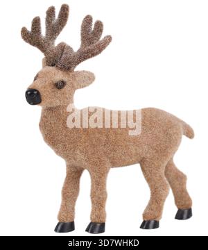 Rentierfigur mit Geweih isoliert auf weiß Stockfoto