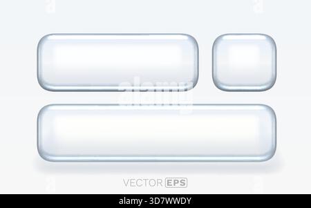 Satz blanker, glänzend weißer Webtasten mit abgerundeten Ecken, perfekt für das Design der Benutzeroberfläche. Vektorabbildung. Stock Vektor
