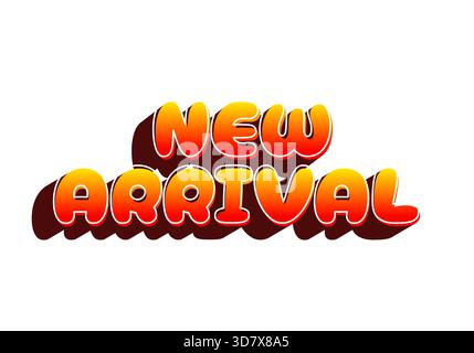 Textgrafik mit den Wörtern New ARRIVAL in fetter, farbenfroher Schrift mit Schatteneffekt Stock Vektor