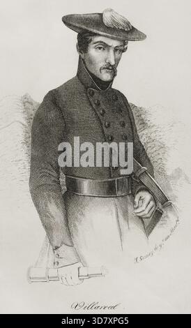 Bruno de Villarreal (1799–1861), Offizier der karlistischen Armee während des Ersten Karlistenkrieges (1833–1840), 1842. Er erreichte den Rang eines Marschalls der Carlist Army of the North. Von „Panorama Español, CRóNica Contemporánea“, Madrid, 1842. Stockfoto