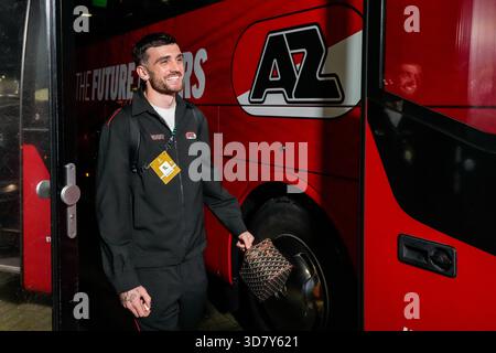 Alkmaar, Niederlande. November 2025. ALKMAAR, NIEDERLANDE - 27. NOVEMBER: Troy Parrott von AZ Alkmaar kommt am 27. November 2025 im AFAS-Stadion in Alkmaar, Niederlande, während des UEFA Conference League 2025/26 League Phase MD4-Spiels zwischen AZ Alkmaar und Shelbourne FC. (Foto von Ed van de Pol/Orange Pictures) Credit: Orange Pics BV/Alamy Live News Stockfoto