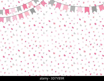 Netter Vektor-Hintergrund in rosa und grauen Farben mit Party-Fahnen für Party- und Geburtstagsdesigns Stock Vektor