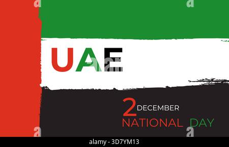 Banner zum Nationalfeiertag der Vereinigten Arabischen Emirate mit Nationalflagge. Vektorabbildung Stock Vektor