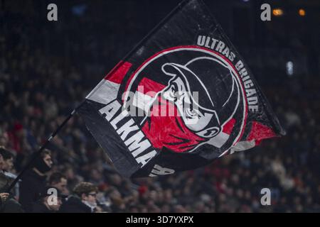 Alkmaar, Niederlande. November 2025. ALKMAAR, 27.11.2025, AFAS Stadium, Saison 2025/2026, UEFA Europa Conference League, dritte Qualifikationsrunde, Spiel zwischen AZ und Shelbourne, AZ Suporters Credit: Pro Shots/Alamy Live News Stockfoto